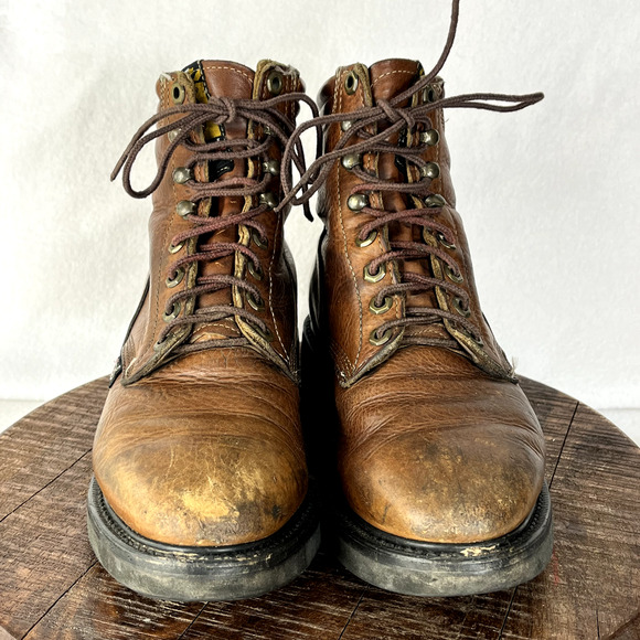 Justin Work Boots Mens 8D Leather Lace Up Made In USA Style 0770 Hiking Hunting main image 12